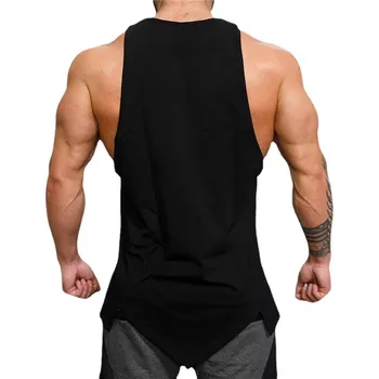Мужская спортивная одежда для летних спортивных тренировок, персонализированные топы для бодибилдинга, фитнеса, дышащие майки с неровным подолом Изображение 2