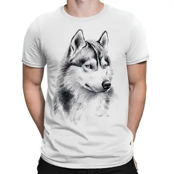 Мужская футболка с рисунком волка Хаски |трафаретная печать