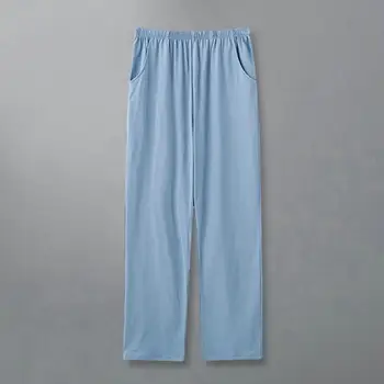 Мужские зимние пижамные брюки, стрейчевые, средней посадки, однотонные, с тонким карманом, широкие, прямые, для отдыха, длинные пижамные брюки