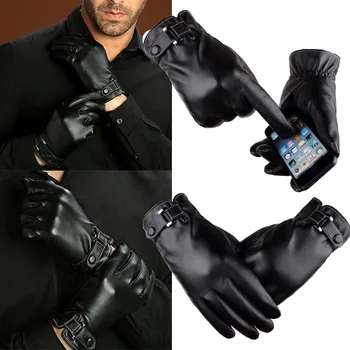 Мужские перчатки из натуральной кожи Перчатки из овчины Модные женские ветрозащитные перчатки Осенние и зимние черные перчатки