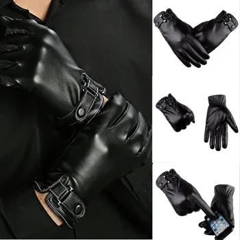 Мужские перчатки из натуральной кожи Перчатки из овчины Модные женские ветрозащитные перчатки Осенние и зимние черные перчатки Изображение 2