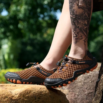 Мужские уличные водные кроссовки Upstream, Дышащая походная обувь, мужские походные сандалии большого размера, мужские водные сандалии для треккинга Изображение 2