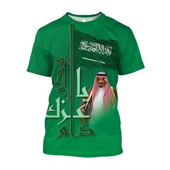 Мужские футболки с 3D принтом флага Саудовской Аравии на День независимости Jumeast, новинка в моде мешковатых футболок унисекс, фестиваль Национального дня 93 Изображение 2