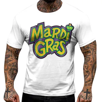 Мужские футболки с буквенным принтом Mardi Gras, свободная крутая одежда, Модные трендовые футболки, повседневная летняя футболка оверсайз Hombre