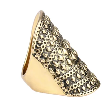 Мужское кольцо в стиле ретро, панк-рок, Старинное Золотое кольцо с широкой заклепкой, индивидуальный дизайн, счастливый подарок, женские украшения в готическом стиле Изображение 2