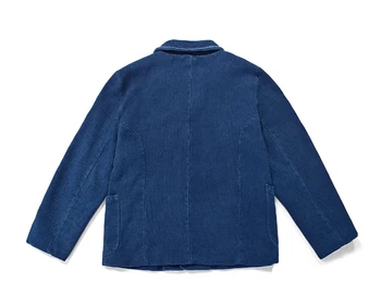 Мужской пиджак цвета индиго, обычная посадка, стильная повседневная рабочая одежда, винтажная мужская одежда Изображение 2