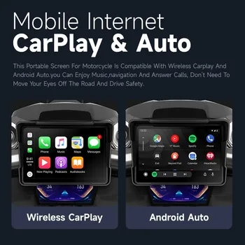 Мультимедийный Плеер Мотоцикла Беспроводной CarPlay Android Auto GPS Navigation Recorder IP67 Водонепроницаемый Экран дисплея Bluetooth Изображение 2