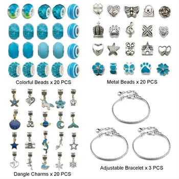 Набор для изготовления браслетов своими руками, Принадлежности для изготовления ювелирных изделий, бусины, подвески, браслеты для поделок, подарки для женщин, синий набор Изображение 2
