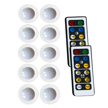 Нажмите на светодиодную шайбу Light 10 шт. с 2 беспроводными светодиодными подсветками на батарейках для кухонной стойки в шкафу