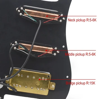 Накладка для электрогитары с разделением SSH-катушки, 2 Мини-Хамбакера + 1 Хамбакер + Переключатель тишины С Предварительно Подключенной Скретч-пластиной Изображение 2