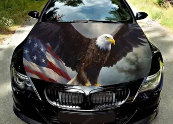 Наклейка на капот автомобиля с изображением американского флага в виде орла, наклейка из ПВХ, графическая обертка для двигателя автомобиля, обертка для грузовика, внедорожника, универсальный пользовательский DIY