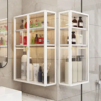 Настенный шкаф для хранения в ванной комнате Без перфорации бытовая стена с дверцей прозрачный шкаф для хранения приправ