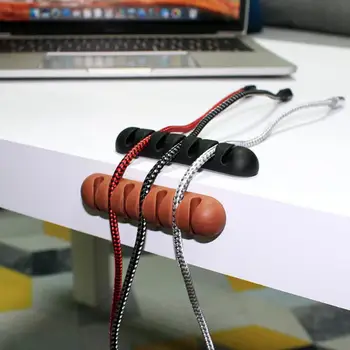 Настольный органайзер для проводов с силиконовым клеем на 7 отверстий, зажим для намотки зарядного кабеля Изображение 2