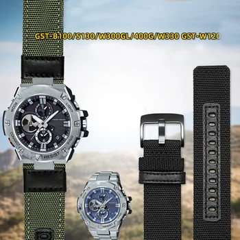 Нейлоновый ремешок из кожи Kanvas для часов G-Shock Casio GST-B100/S130/S100G/W300G/W330/400G/410 GST-W120L/S120/W130L/S110