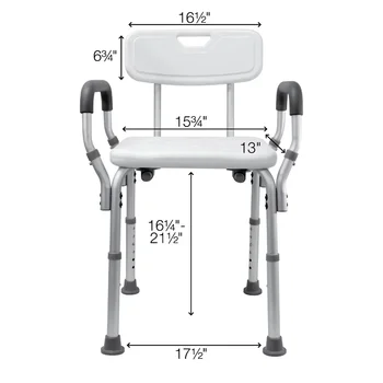 Необходимое медицинское оборудование, Регулируемое по высоте Формованное кресло для душа с мягкими подлокотниками и спинкой Изображение 2