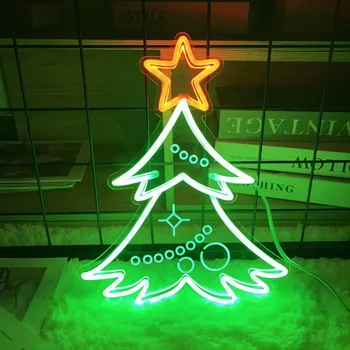 Неоновая вывеска в виде Рождественской елки, Индивидуальные светодиодные фонари для украшения спальни, подарки друзьям, Эстетичный Декор комнаты
