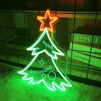 Неоновая вывеска в виде Рождественской елки, Индивидуальные светодиодные фонари для украшения спальни, подарки друзьям, Эстетичный Декор комнаты Изображение 2