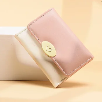 Новая корейская версия женского кошелька, женская короткая простая студенческая сумка с несколькими картами, кошелек для монет большой емкости Изображение 2