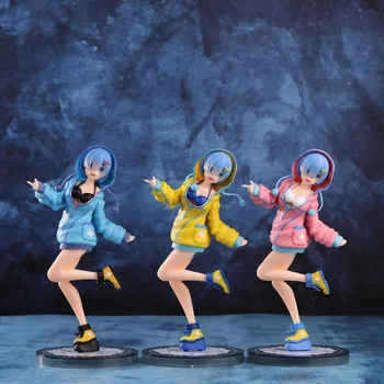 Новая модель Куклы Rem Re: Life in a Different World из серии Zero Anime Girl Figure Зимняя Толстовка Standing RAM Детские Игрушки в подарок