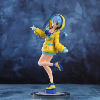 Новая модель Куклы Rem Re: Life in a Different World из серии Zero Anime Girl Figure Зимняя Толстовка Standing RAM Детские Игрушки в подарок Изображение 2