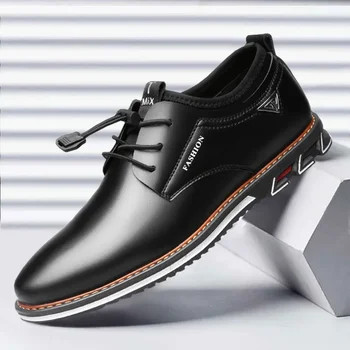 Новая мужская обувь Из Воловьей кожи, Удобная Британская Повседневная официальная дизайнерская обувь с низким берцем, мужская обувь 2023