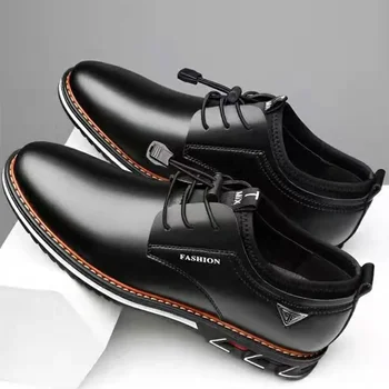 Новая мужская обувь Из Воловьей кожи, Удобная Британская Повседневная официальная дизайнерская обувь с низким берцем, мужская обувь 2023 Изображение 2