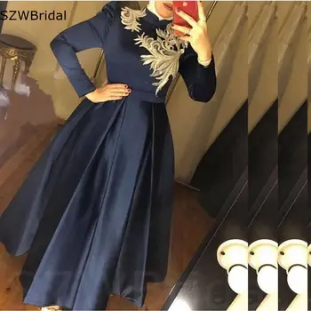 Новое поступление Вечернее платье с высоким воротом и длинным рукавом Кружевные аппликации Кафтан из бисера Дубай Вечерние платья для женщин вечеринка