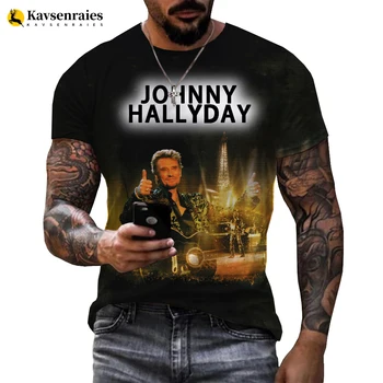 Новое поступление, футболка с 3D принтом Johnny Hallyday в стиле хип-хоп, мужская и женская модная летняя футболка, топы больших размеров 6XL