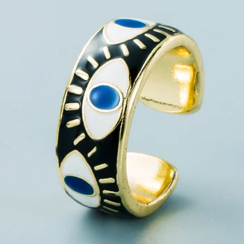Новое хип-хоп кольцо Женское кольцо с дьявольским глазом, Позолоченное кольцо с капающим украшением для глаз, Готические украшения для женщин