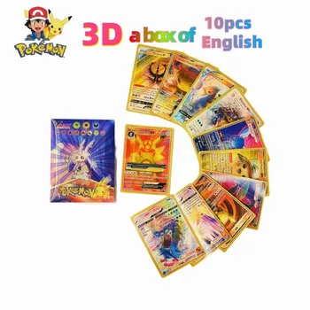 Новые 60шт карт Pokemon 3D Shining Rainbow Английский Vmax Gx Charizard Коллекция торговых игр Pikachu Battle Card Детские Игрушки Изображение 2