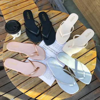 Новые женские тапочки, летние нескользящие сандалии-шлепанцы на плоской подошве, тапочки, верхняя пляжная обувь с квадратным носком, индивидуальность
