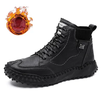 Новые зимние водонепроницаемые мужские ботинки, плюшевые теплые зимние ботинки, уличные нескользящие мужские рабочие ботинки, мужские мотоциклетные ботинки Botas Hombre