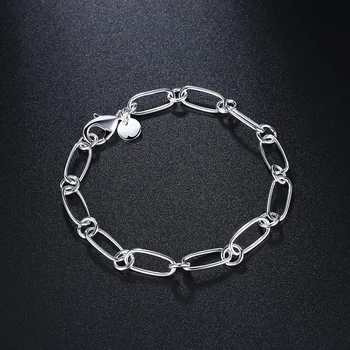 Новые популярные браслеты из стерлингового серебра 925 пробы с круглой цепочкой для женщин и мужчин, классический подарок на свадьбу, модные украшения Изображение 2
