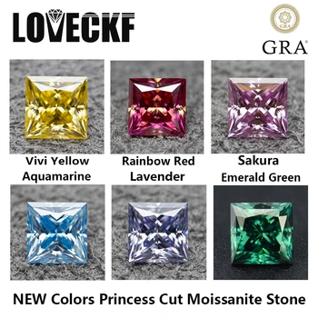НОВЫЕ цвета Муассанит огранки принцессы Камни VVS1 Прошли алмазный тест с отчетом GRA