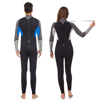 Новый 3 мм неопреновый водолазный костюм, мужской цельный костюм для серфинга с длинным рукавом, женские модные пляжные солнцезащитные купальники 2023 Изображение 2