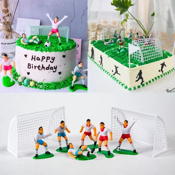 Новый 3 стиля, 9 шт./компл., футбольный матч, модель декора для торта, футбольная вечеринка, с Днем рождения, принадлежности для вечеринки, фигурка футболиста