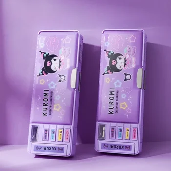 Новый Sanrio Kawaii Kuromi Кодовые Замки Пенал Аниме Мультфильм Фиолетовый Канцелярский Мешок Большой емкости Студенческий Подарок На День Рождения Изображение 2