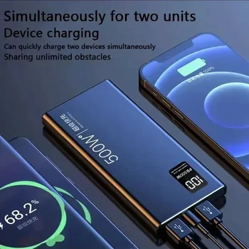 Новый блок питания 50000mAh 500W с двумя портами сверхбыстрой зарядки, Портативное внешнее зарядное устройство для iPhone Xiaomi Huawei Samsung Изображение 2