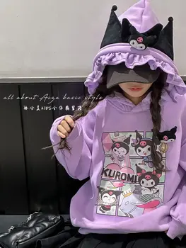 Новый кавайный свитер, Милый Kuromi Sanrio, Милый детский зимний плюшевый креативный удобный мультяшный подарок с длинными рукавами на день рождения Изображение 2