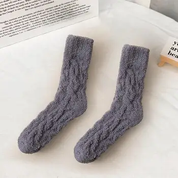Носки с низким швом, мужские зимние спортивные носки из утолщенного кораллового флиса, теплые мягкие нескользящие толстые носки для комфорта