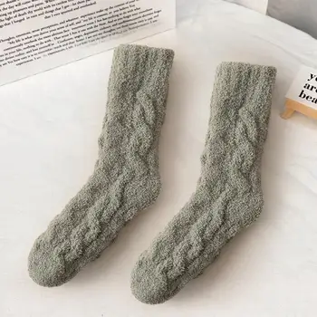 Носки с низким швом, мужские зимние спортивные носки из утолщенного кораллового флиса, теплые мягкие нескользящие толстые носки для комфорта Изображение 2
