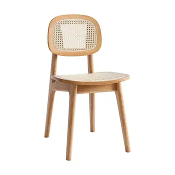 Обеденные стулья, бытовая техника из массива дерева, скандинавский минимализм, современные табуретки со спинкой из ротанга