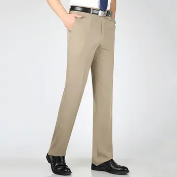 Однотонные брюки с высокой талией в британском стиле, Мужские Официальные брюки 2023, Новые Высококачественные Облегающие Деловые Повседневные костюмные брюки s H32