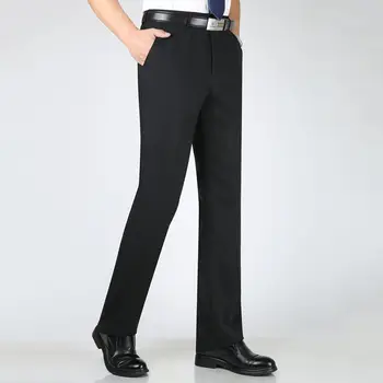 Однотонные брюки с высокой талией в британском стиле, Мужские Официальные брюки 2023, Новые Высококачественные Облегающие Деловые Повседневные костюмные брюки s H32 Изображение 2