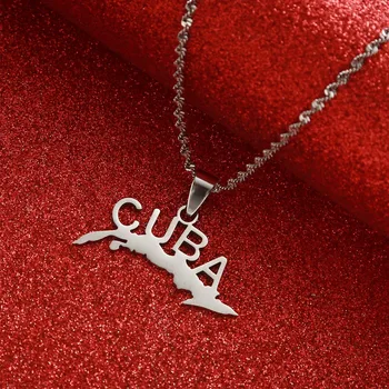 Ожерелья с картой Кубы для женщин, ювелирные изделия с подвеской-шармом на карте Кубы с цепочкой