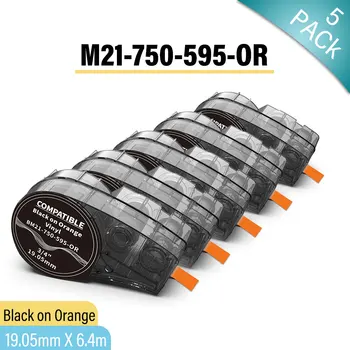Оранжевая виниловая этикеточная лента M21-750-595- Совместимая с OG для ленты серии M21 Высокая адгезия для внутренней и наружной маркировки 5 шт.