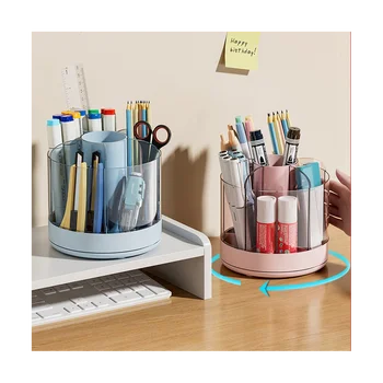 Органайзер для ручек на столе, косметический органайзер, Вращающийся на 360 градусов, держатель для карандашей, кисточек, фломастеров Изображение 2