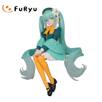 Оригинальный FuRyu Hatsune Miku Lily Fairy Ver. ПВХ 14 см пробка для лапши Сидячее положение аниме фигурки Модель коллекция игрушек