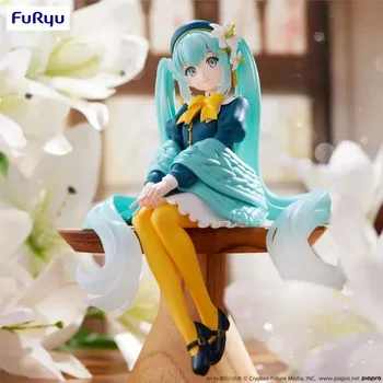Оригинальный FuRyu Hatsune Miku Lily Fairy Ver. ПВХ 14 см пробка для лапши Сидячее положение аниме фигурки Модель коллекция игрушек Изображение 2