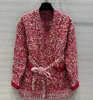 Осенне-Зимние Модные Женские Высококачественные Элегантные Кардиганы С V-образным вырезом, Вязаное Пальто B680